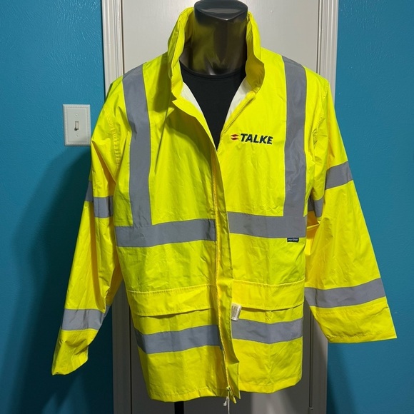 Portwest Neon Yellow & Gray Reflective stripes High Visibility Rain Jacket 3XL - Picture 12 of 17